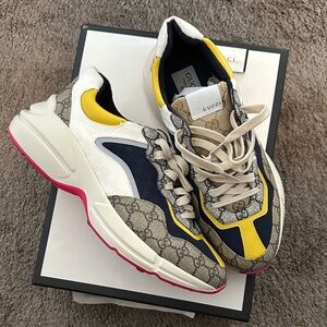 Gucci Yellow and Pink Accent Sneakers